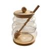 High Borosilicate Glass Jar Shatterproof Temperature Resistant Honeys Container Wood Stirring Stick and Lid for Kitchen