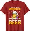 Its The Most Wonderful Time for A Beer Christmas Santa Unisex TShirt Short Sleeve Casual Cotton Boys TShirts