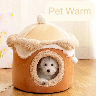 Abnehmbares und waschbares Katzen-/Hundebett Super bequem und weich Indoor-Haustierhaus Geeignet für kleine und mittelgroße Hunde-/Katzenbetten