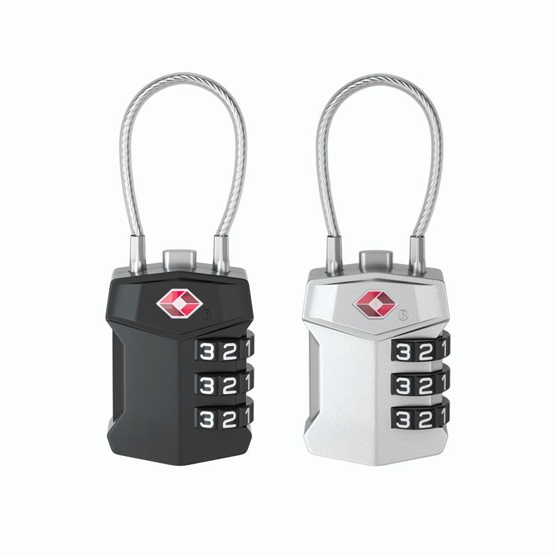 TSA-Approved Zinc Alloy Travel Cable Padlock with 3-Digit Combination