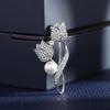 Fashion Elelgant Women Minimalist Pearl Full Diamond Brooch Tulip French Brooch New Clothing Accessories Jewelry Creative Gifts