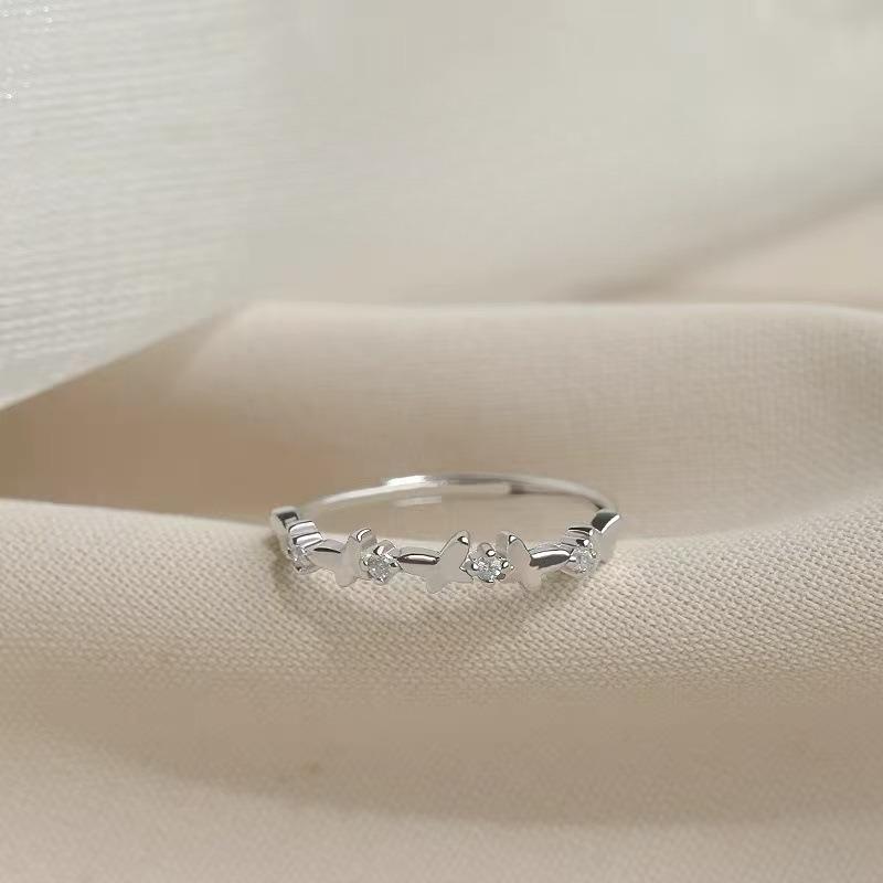 Small Butterfly Ring - Women's Luxury High-end Style Open Ring with Thin Ring Band for Index Finger - Unique Design with Adjustable Function