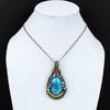 Irani Turquoise 999 Copper Wire Wrapped Pendant, Handmade Gemstone Pendant Jewelry, Gifts For Wife Brand New Pendant