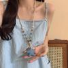 Colorful Beaded Pendant Necklace Long Chain Starfish Clavicle Chain  for Sweatshirt
