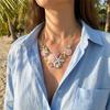 Dopamine Starfish Shell Coral Diamond-Encrusted Necklace Beach Vacation Style Accessory Women's Fashion Trend Gift