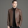 Soft Leather Jacket for Men In Autumn and Winter Plus Velvet Lapel Leather Jacket for Men Middle-aged and Elderly Dad Sheepskin Jacket