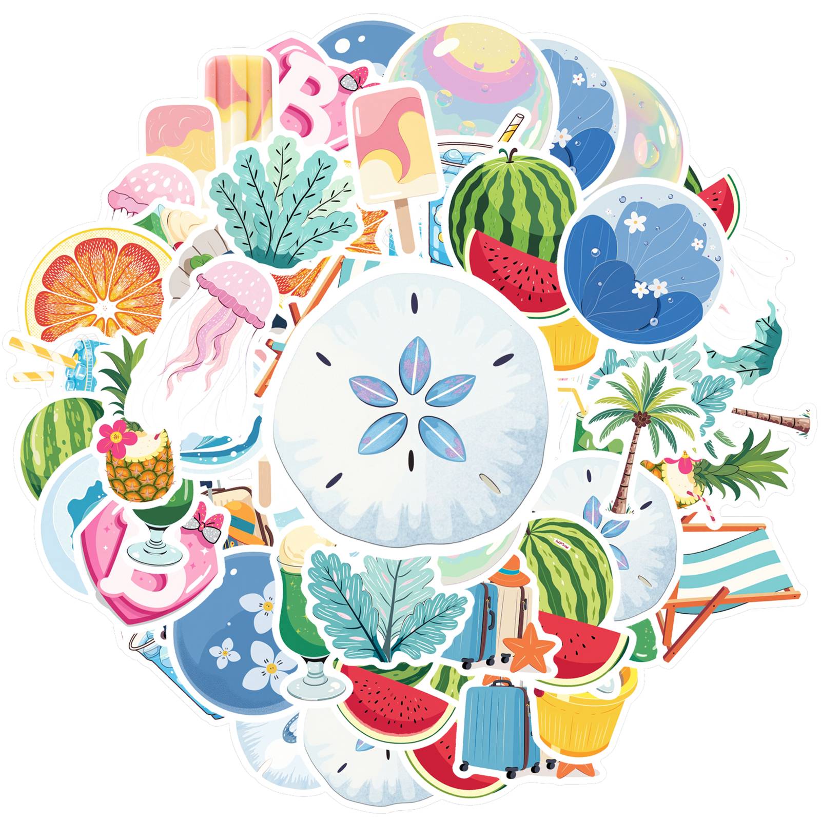 

35pcs Cute Fruit Stickers Cartoon Ocean Fruit Stickers Teacher Reward Stickers For Laptop Motorcycle Luggage Phone Guitar DIY