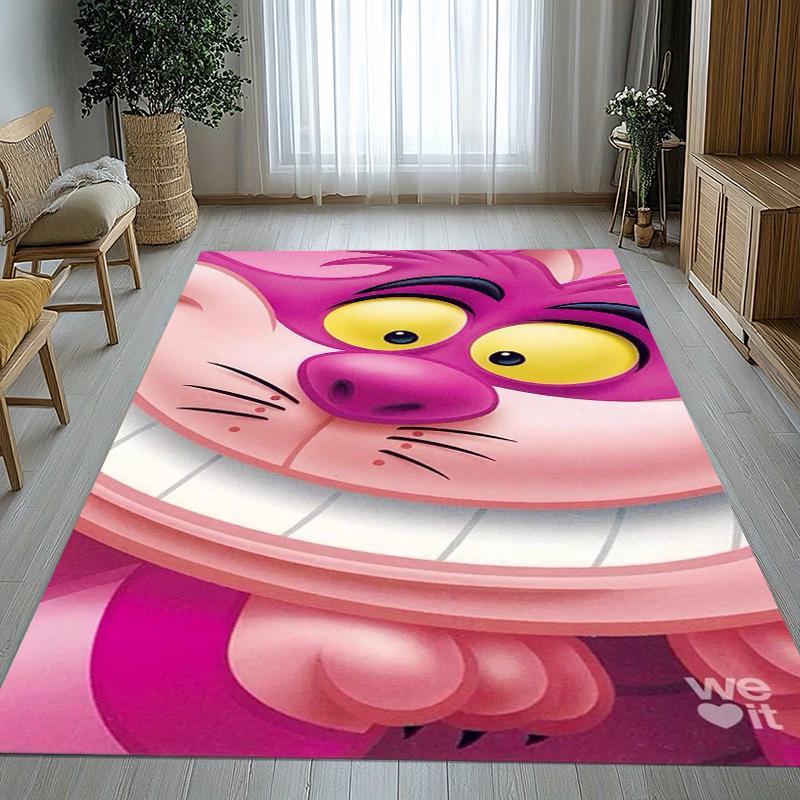 Alice nel Paese delle Meraviglie Cartone Animato Gatto Sorridente Tappeto da Area Antiscivolo per Soggiorno Tappeto Morbido per Camera da Letto Sala Giochi Divano, Tappetino Decorativo per la Casa