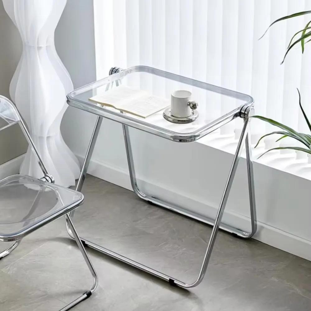 Acrylic Folding Desk Portable Small Table Study Desk Balcony Computer Table Mini Bedroom Bed Side Table Furniture Living Room
