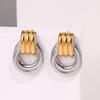 Elegant Geometric Gold & Silver Stud Earrings – Stainless Steel Fashion Statement