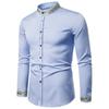 Camisa Casual de Manga Larga con Cuello Alto Bordado de Moda para Hombre Talla Europea