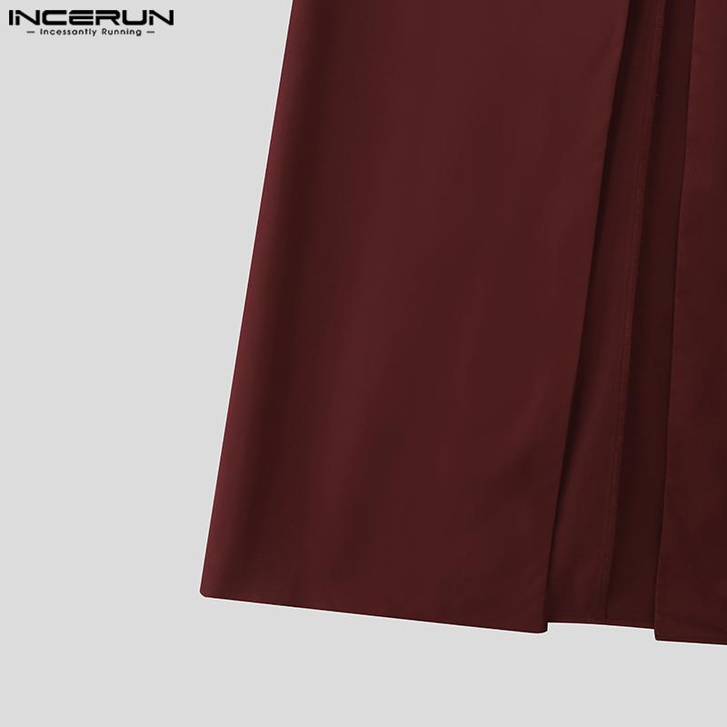 INCERUN Pánský klopový límec bez rukávů otevřený vpředu ležérní volný dlouhý kardigan vesta