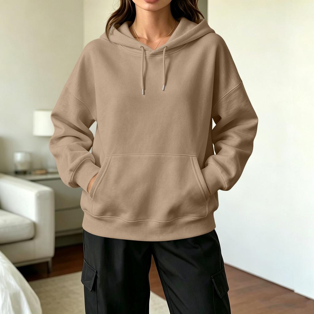 Women's Casual Hoodie with Drawstring Hood and Pockets for Everyday Wear