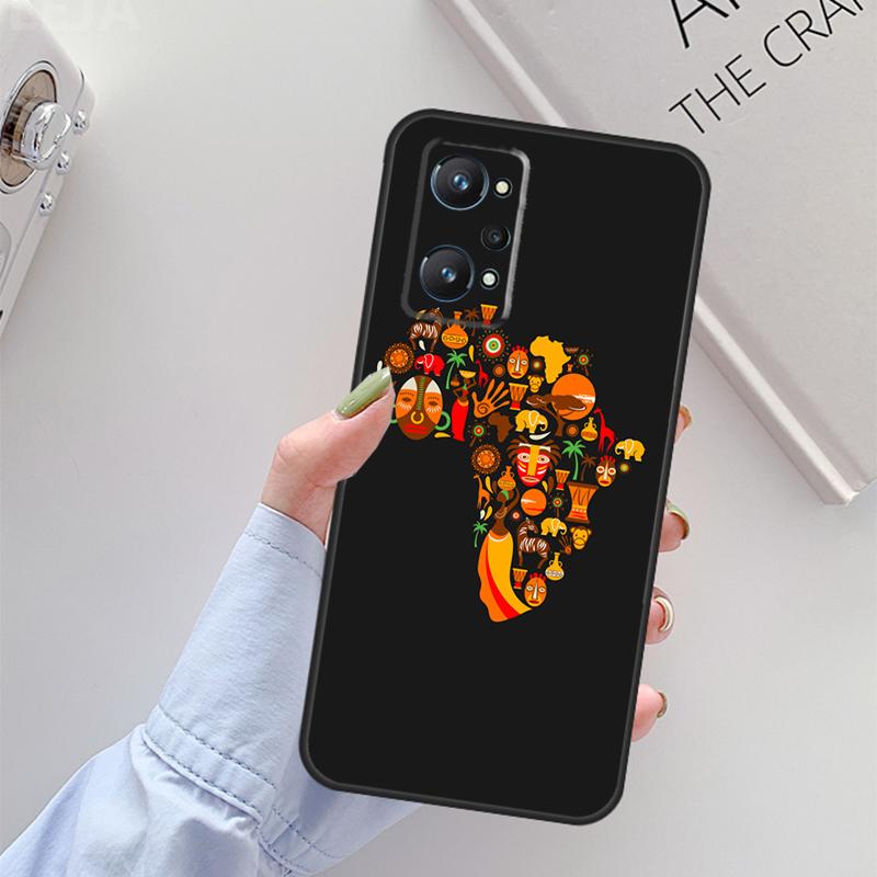 Africa Map Geogra For Realme C61 C75 C55 C51 C21Y C25S C67 C53 13 12 10 11 14 Pro Plus GT 6T 6 5 GT7 Pro Case