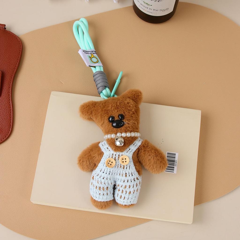 Cute Plush Puppy Bow Pendant Accessories Ins Wind Five-pointed Star Braided Rope Bag Pendant Keychain
