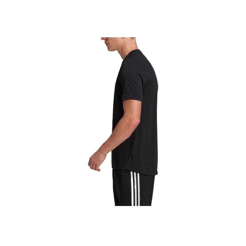 Adidas Solid Color Logo Print Casual Crew Neck Short Sleeve T-Shirt Men Tops Black GT5545