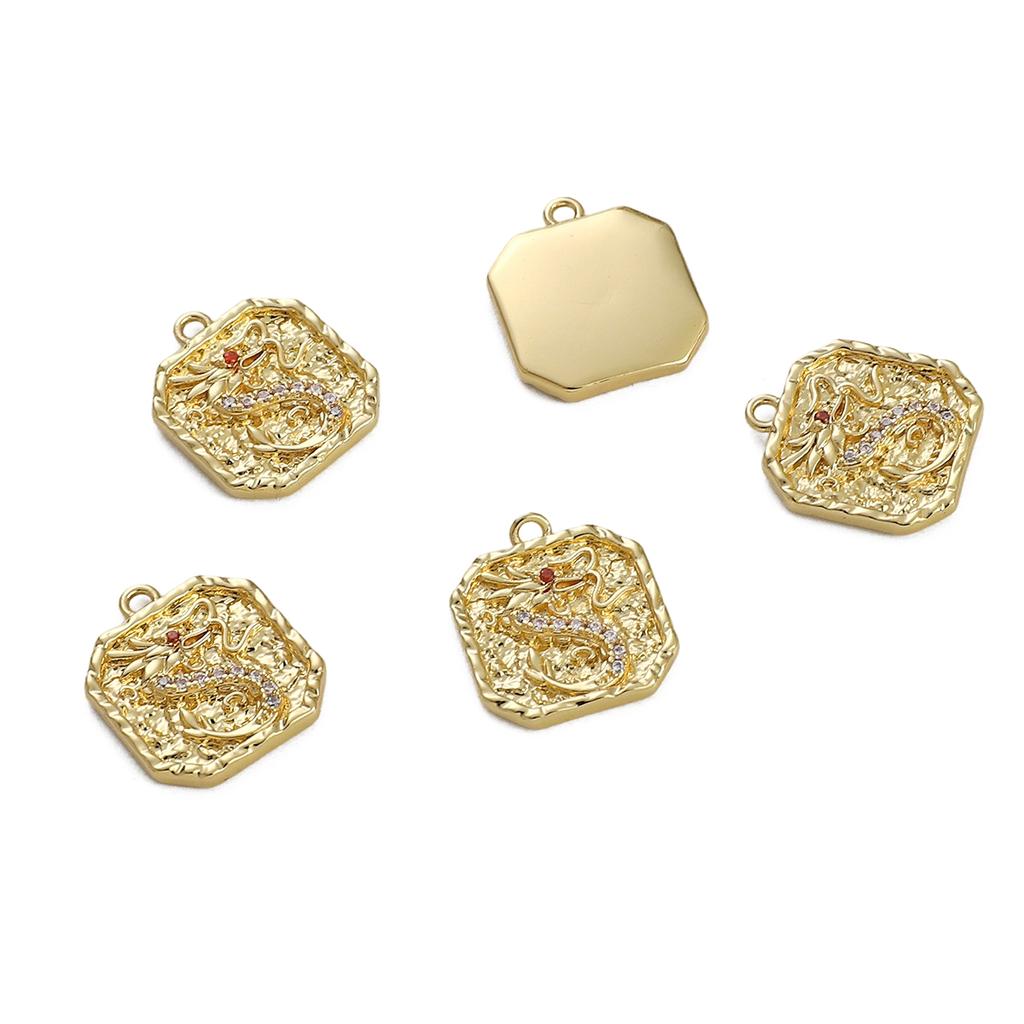 1pc 14K Gold Plated Brass Chinese Dragon Charm Pendant for Earring Bracelet Necklace DIY Jewelry Making Accessories