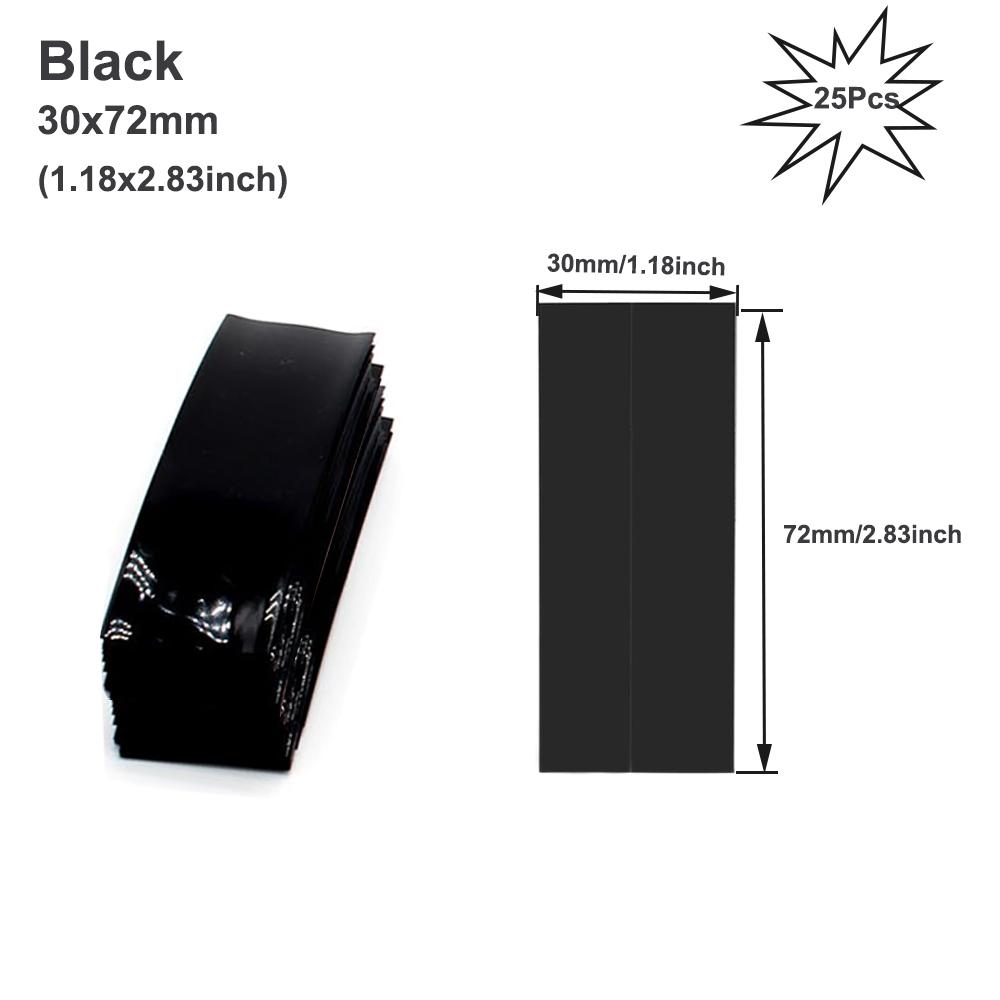 

25-100 шт. 18650 ПВХ термозбіжна трубка для батареї, попередньо нарізана, попередньо нарізана ZP Black 25Pcs