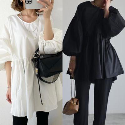 Langarmshirt für Damen in Übergröße - Einfarbige, Frühling/Herbst/Winter-Stil