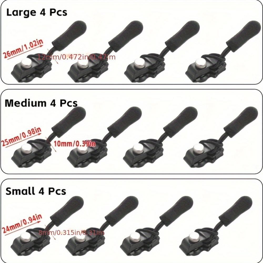 12pcs/3 Sizes Zipper Repairer Detachable Suitable for Bags, Coats, Home Use Tool-Free Replacement Zipper Lock Zipper Head