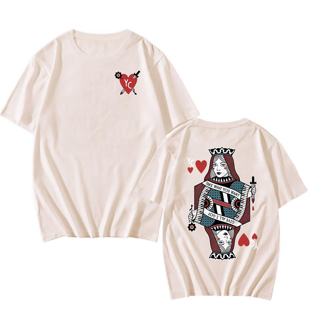 Queen of Hearts T-Shirt YELLOWCARD Rock Band Heavy Mental Tshirts Streetwear Hip Hop Unisex Cotton Short Sleeve T Shirt Top