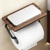 Wall Mounted Toilet Paper Holder Walnut Wood Grain Paper Towel Holder Storage Shelf  Hotel Room