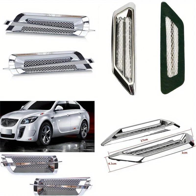 Universal 2Pcs Chrome Car SUV Air Flow Fender Side Vent Decoration Sticker Automotive General Decorative Tuyere Car Sticker