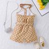 Kids Clothes Summer Fashion Sleeveless Halter Neck Short Jumpsuit for Girls Romper