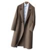 Men's Mid-Length Double-Faced Wool Cashmere Overcoat with Suit Collar