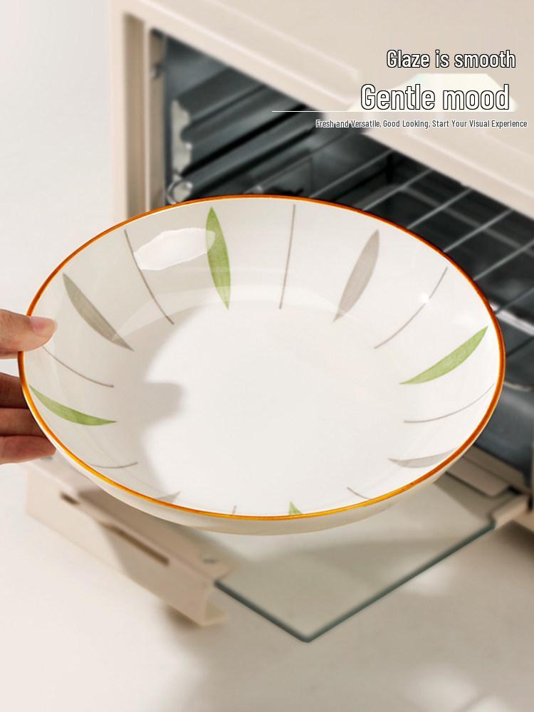 6-Piece Ceramic Dinnerware Set: New Style Dishes Including Bowls, Dinner Plates, Fruit Plates, and Deep Plates with Underglaze Color