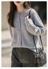 Women's Korean-Style Brushed Wool Cardigan - Round Neck, Chic Knit Outerwear Sweater, New for 2025.