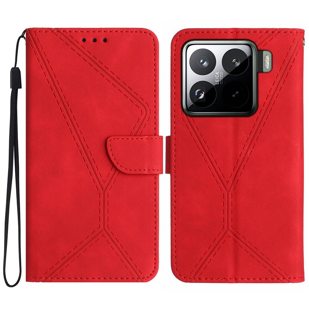 For Xiaomi 15 Pro Case PU Leather Flip Phone Cover Skin Touch Lines Imprint