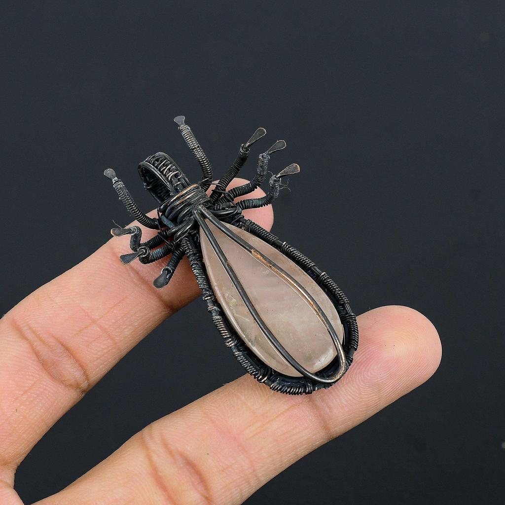 Rose Quartz Jewelry, 999 Copper Wire Wrapped Pendant Handmade Gemstone Jewelry, Gifts For Wife Brand New Pendant