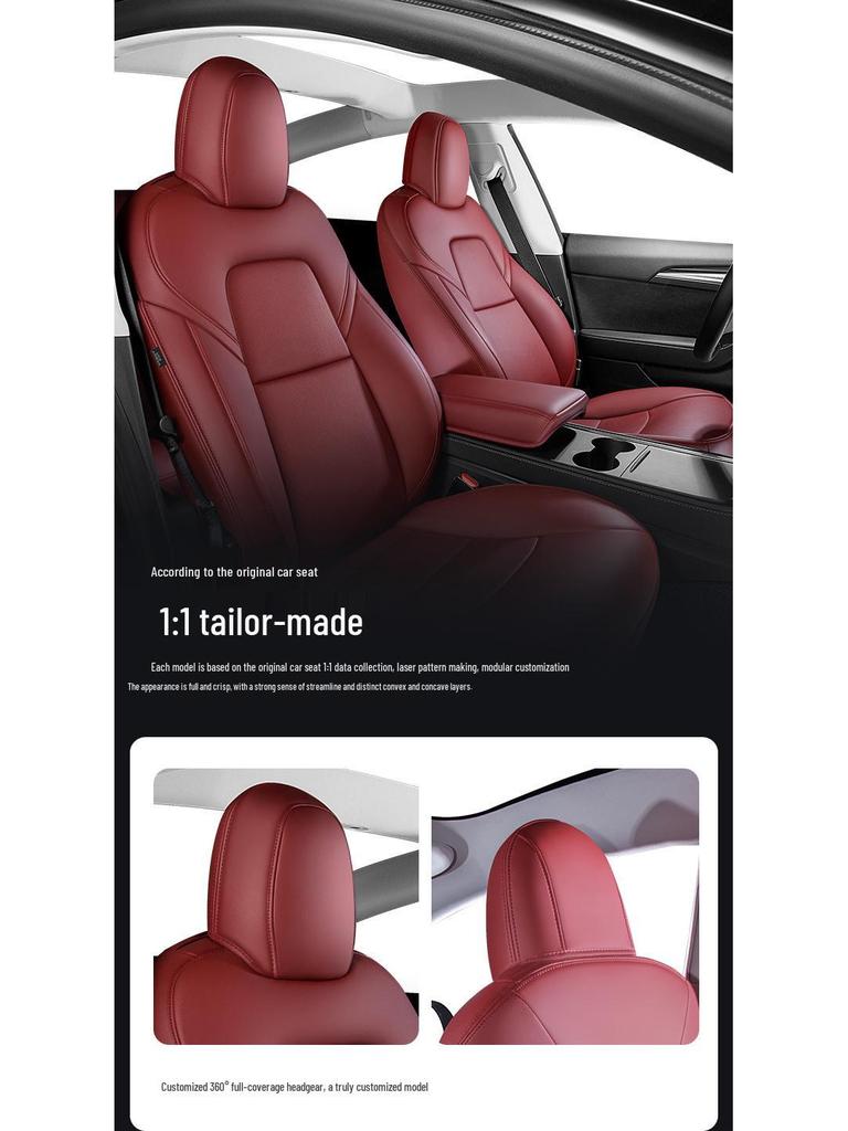 Sätesöverdrag i äkta läder för Tesla Model 3/Y