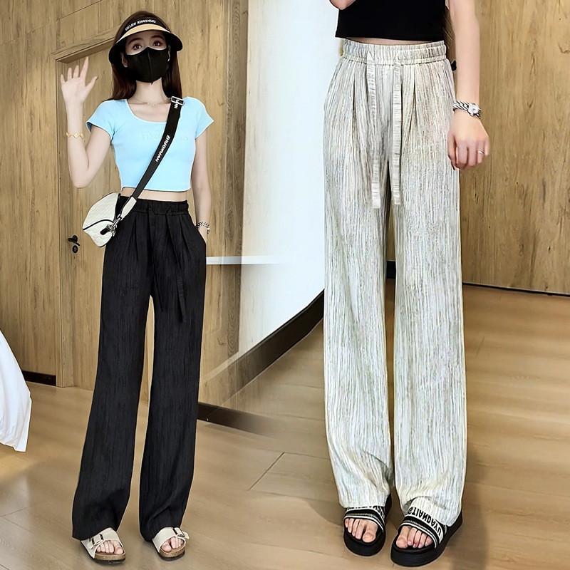 Womens High Waist Drawstring Wide Leg Pants With Polyester Fabric For Casual Summer Wear