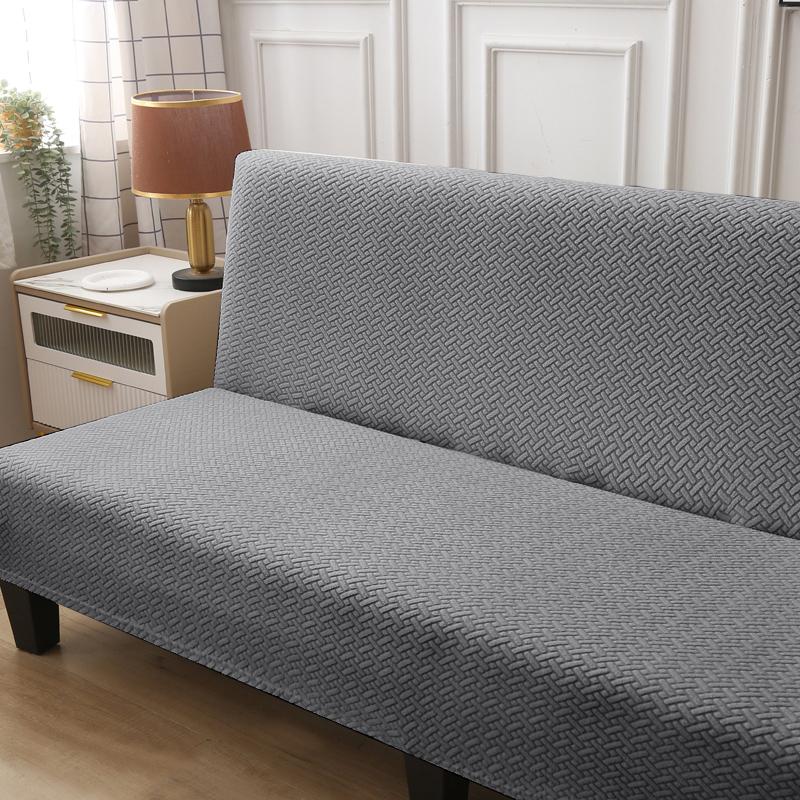 Jacquard Sofa Bed Cover High-quality Polar Fleece Fabric Armless Sofa Bed Cover Without Armrest For Living Room Stretch Folding