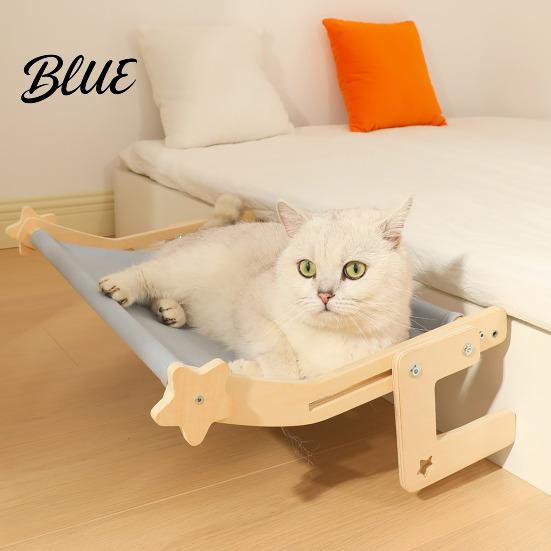 Bedside Cat Hammock Drilling Pet with Wood Adjustable Bed Window Perch Frame No for Windowsill