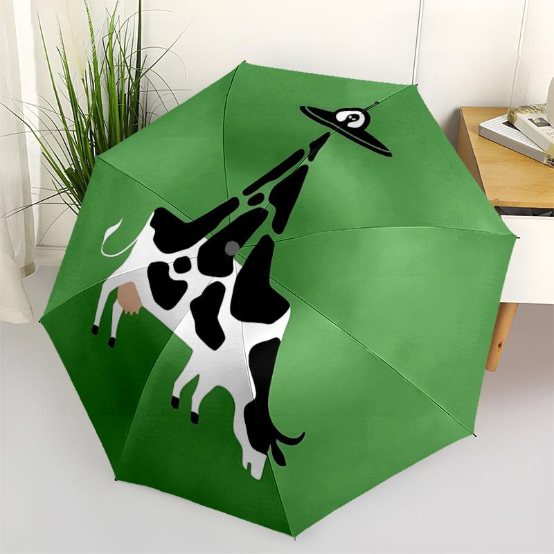 1pc Cow UFO Automatic Folding Umbrella - 8-Rib Compact Travel Umbrella Durable & Portable for Outdoor Use, Perfect Gift for Birthdays061