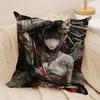Girl Tattoos Japan Cushion Cover Silky Short Plush Invisible Zipper Dustproof Sofa Pillow Case For Home Decor