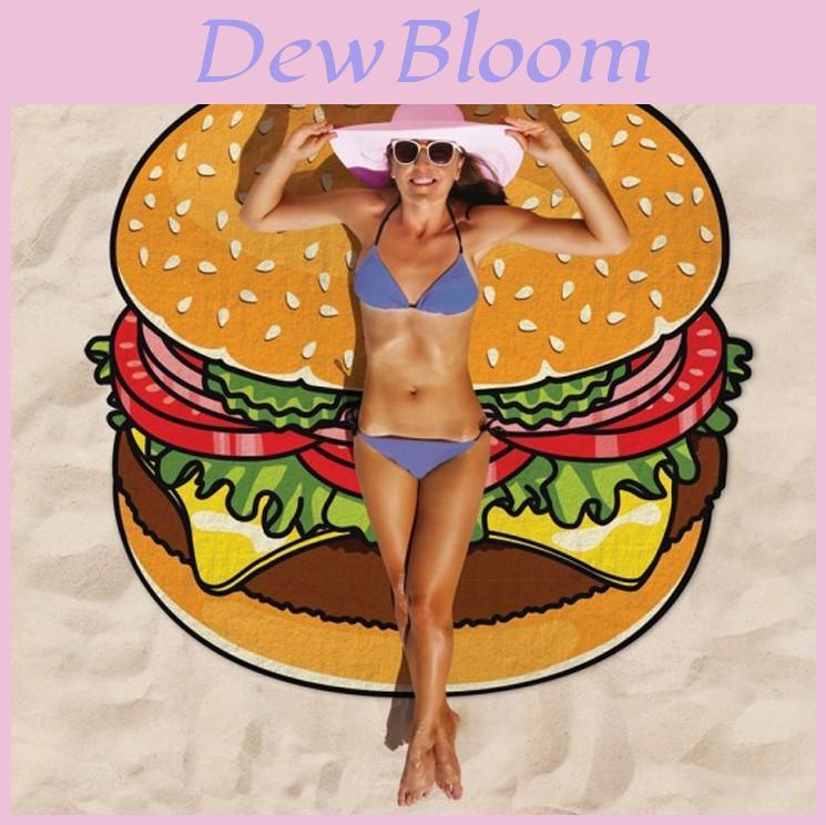 Hamburgers Donuts Pizza Design Beach Towel For Kids And Adults With Polyester Fabric For Pool And Beach Use