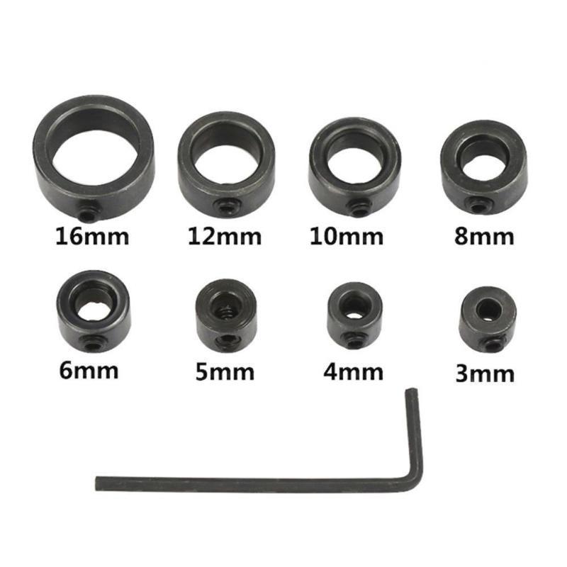 

8pcs 3mm-16mm Woodworking Drill Locator Drill Bit Depth Stop Collars Ring Limit Ring for Drill Bit