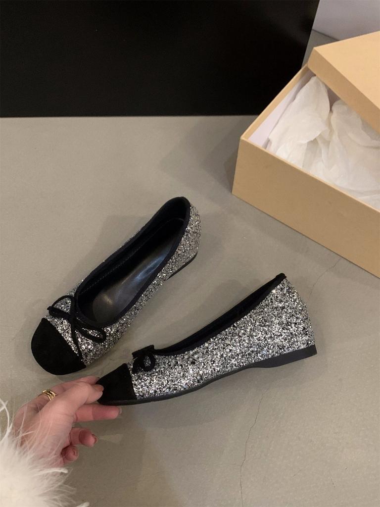 Wewnętrzne zwiększenie wysokości Francuskie małe pachnące srebrne cekinowe pojedyncze buty damskie buty wiosna i jesień 2025 nowe wiosenne delikatne buty wieczorowe
