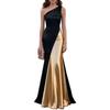 Contrast Color Slanted Shoulder Satin Fishtail, Banquet Light Luxury Long Dress, Dinner Party Red Carpet High-end Evening Wear