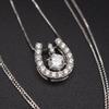 Used X201 Diamond Style Glass SV925 Engraved Pendant Necklace Horseshoe Horseshoe Design Silver Adjuster Included