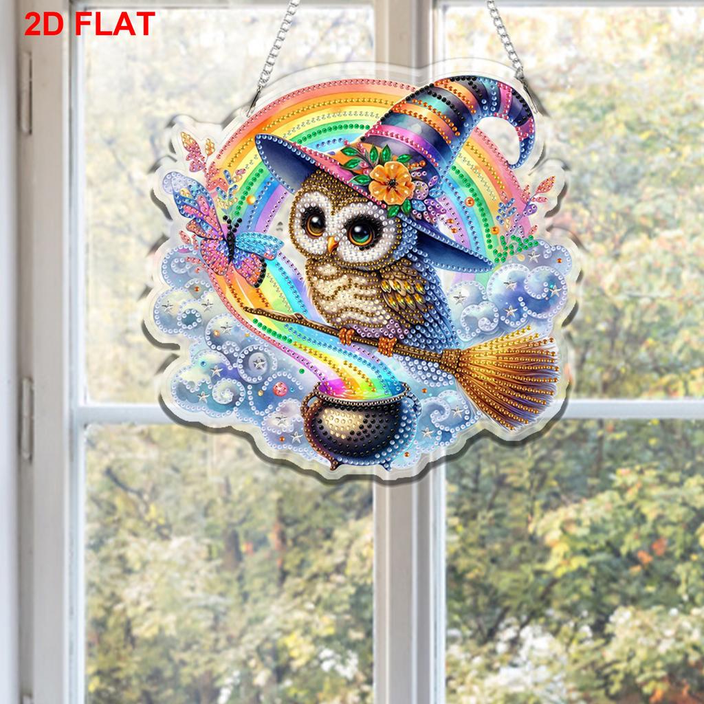 2D Flat DIY Hanging Diamond Art Kits Rhinestone Diamond Art Window Pendants Diamond Art Acrylic Pendant Wall Door Decoration