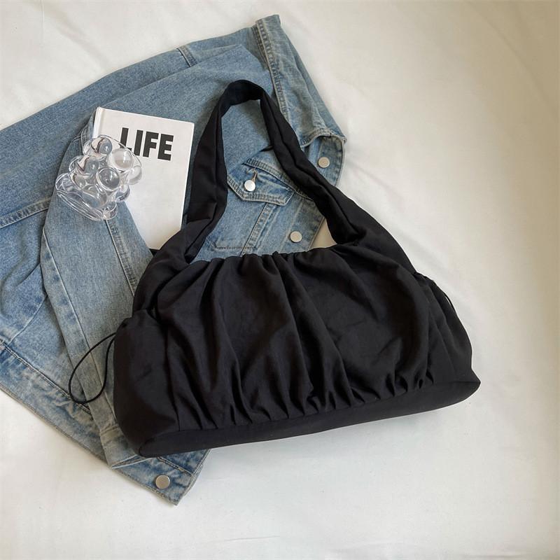 IELGY Women's White Pleated Bag, Simple and Fashionable Commuter Versatile Messenger Shoulder Armpit Bag