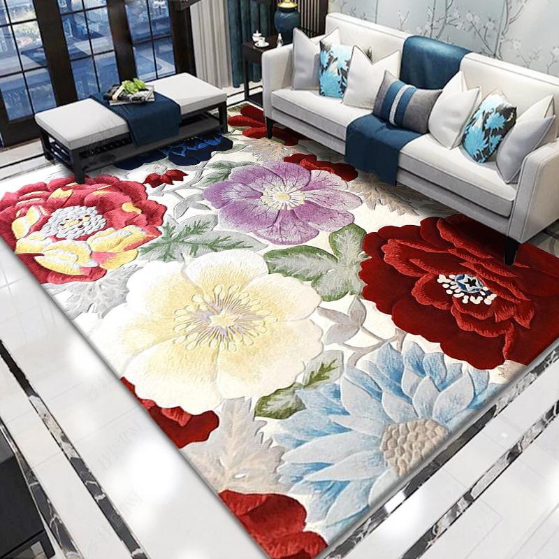 Nordic Abstract Floral 3D Home Large Carpet Living Room Carpet Modern Minimalist Bedroom Rug American Floor Mat