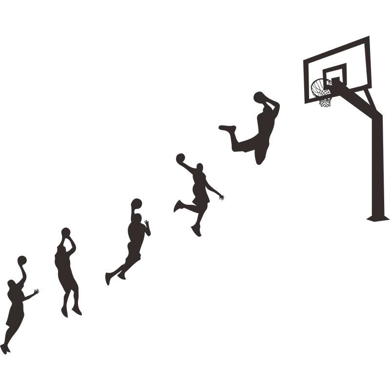 Slam Dunk Sequence Basketball Wall Sticker Self-Adhesive Removable for Boys Room Gym Style Home Decor