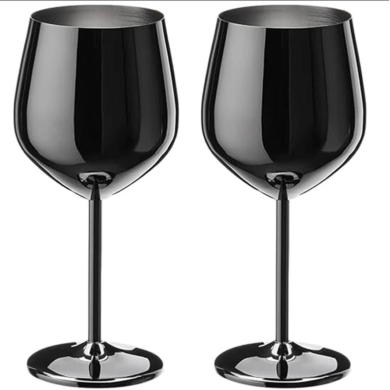 500ml Stainless Steel Wine Glass Goblet 304 Rose Gold Silver Gold Color, Durable Metal Cup for Red Wine Champagne Bar Party