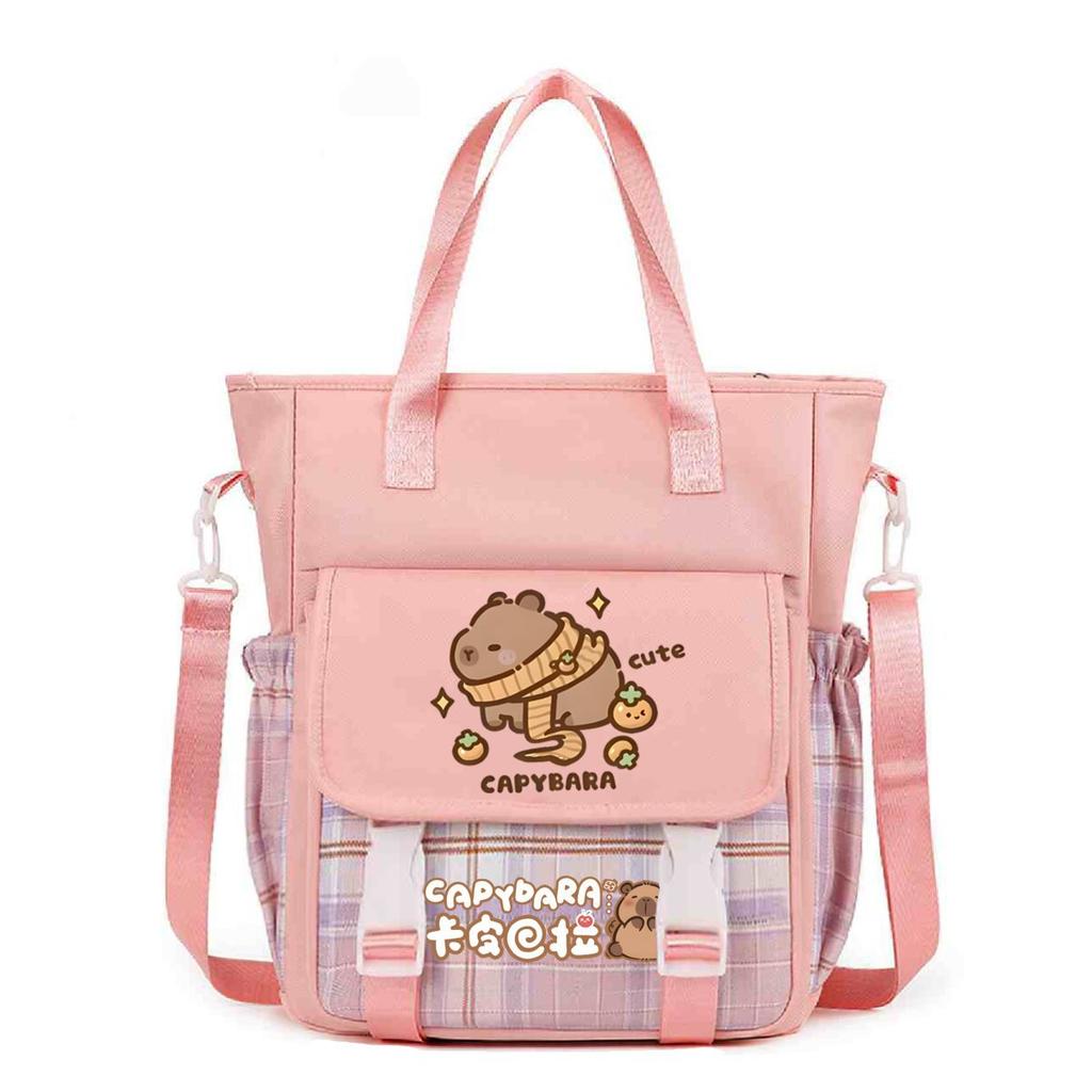 Crossbody Bag, Primary School, Junior High School Schoolbag, Male and Female Students Tutoring Bag, Cute Kapibara Large-capacity Shoulder Bag.